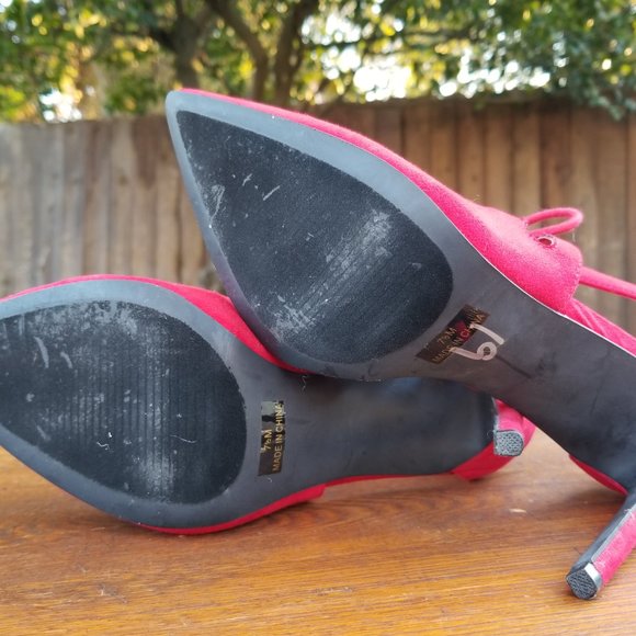 Penny Loves Kenny Red Faux Suede Heels with Tie * Women's Size 7.5 - Picture 7 of 7